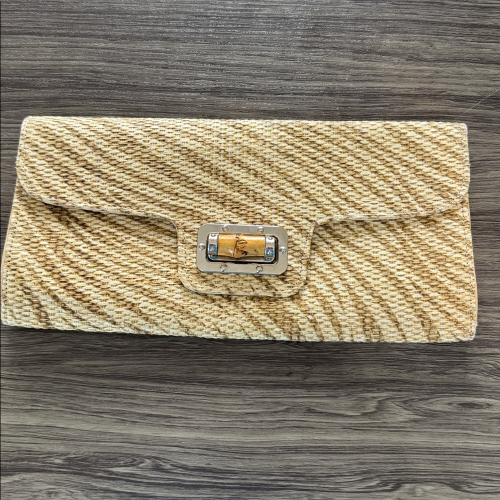 Woven Tan Clutch